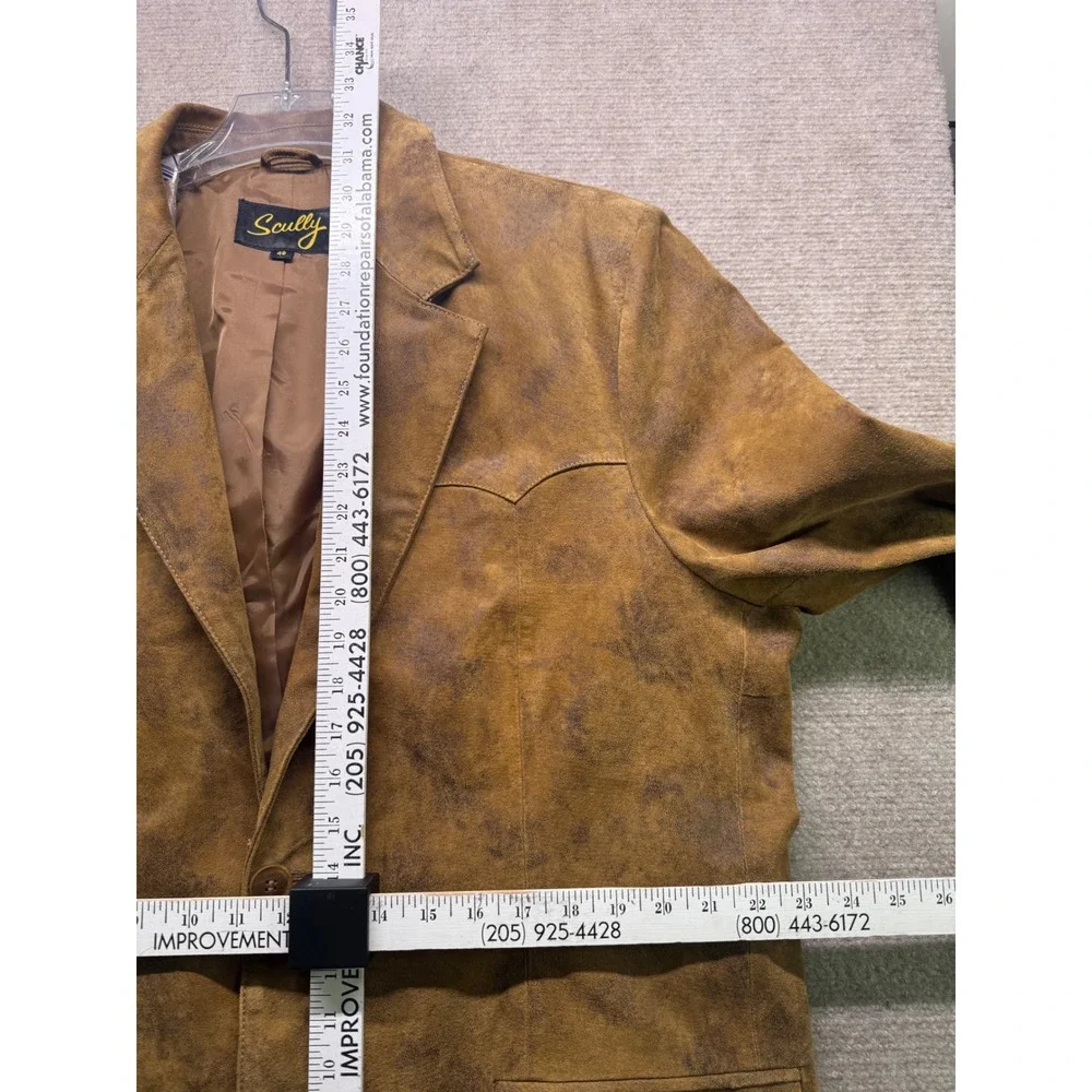 Scully Leather Blazer Mens 48 Brown Good Western Distressed Sport Coat Yoke